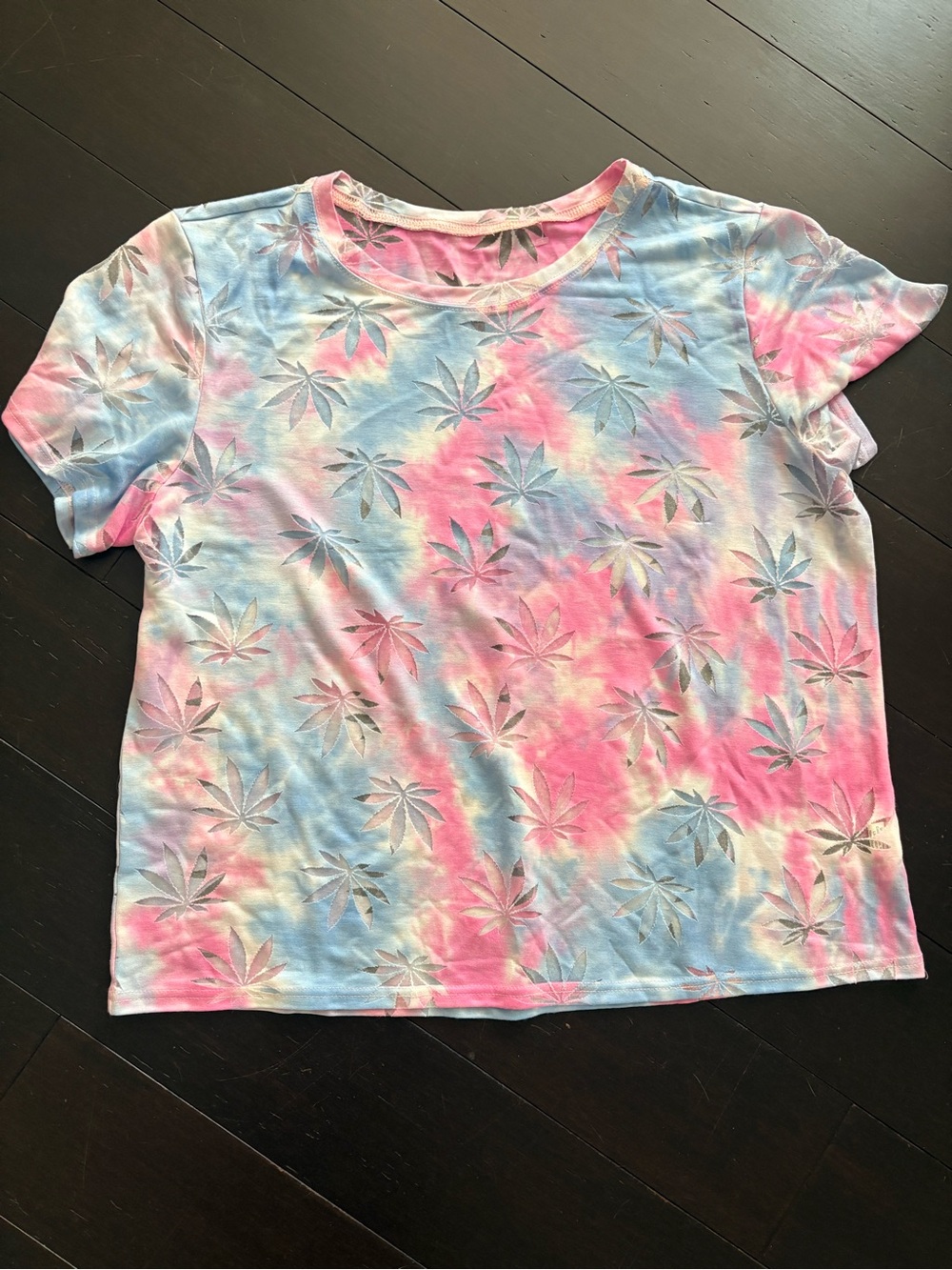 🌲 Tie-Dye Pink & Blue Short-Sleeve Boxy Tee